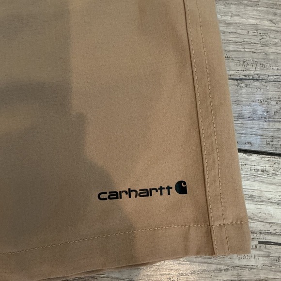 Carhartt Relaxed Fit Shorts Elastic Waist Casual Comfy Tan Size 16 - Picture 4 of 7